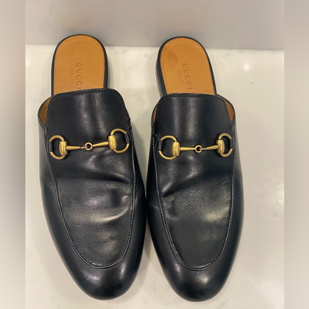 Gucci Princetown Black Leather Slides